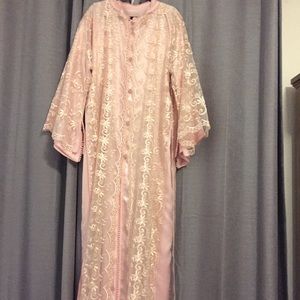 Moroccan kaftan takchita dress pink lace new L